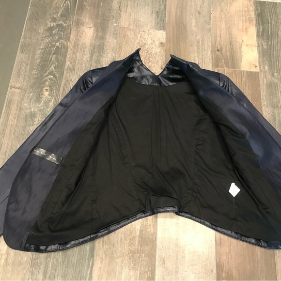 Theyskens Theory cupro Tuxedo Blazer SZ Small? Navy Blue $690 - Picture 7 of 9